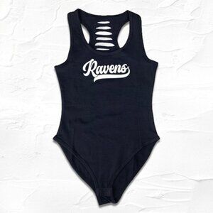 Black/White Ravens Script Bodysuit
